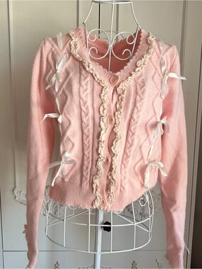 Coquette Romwe pink cardigan🎀💗